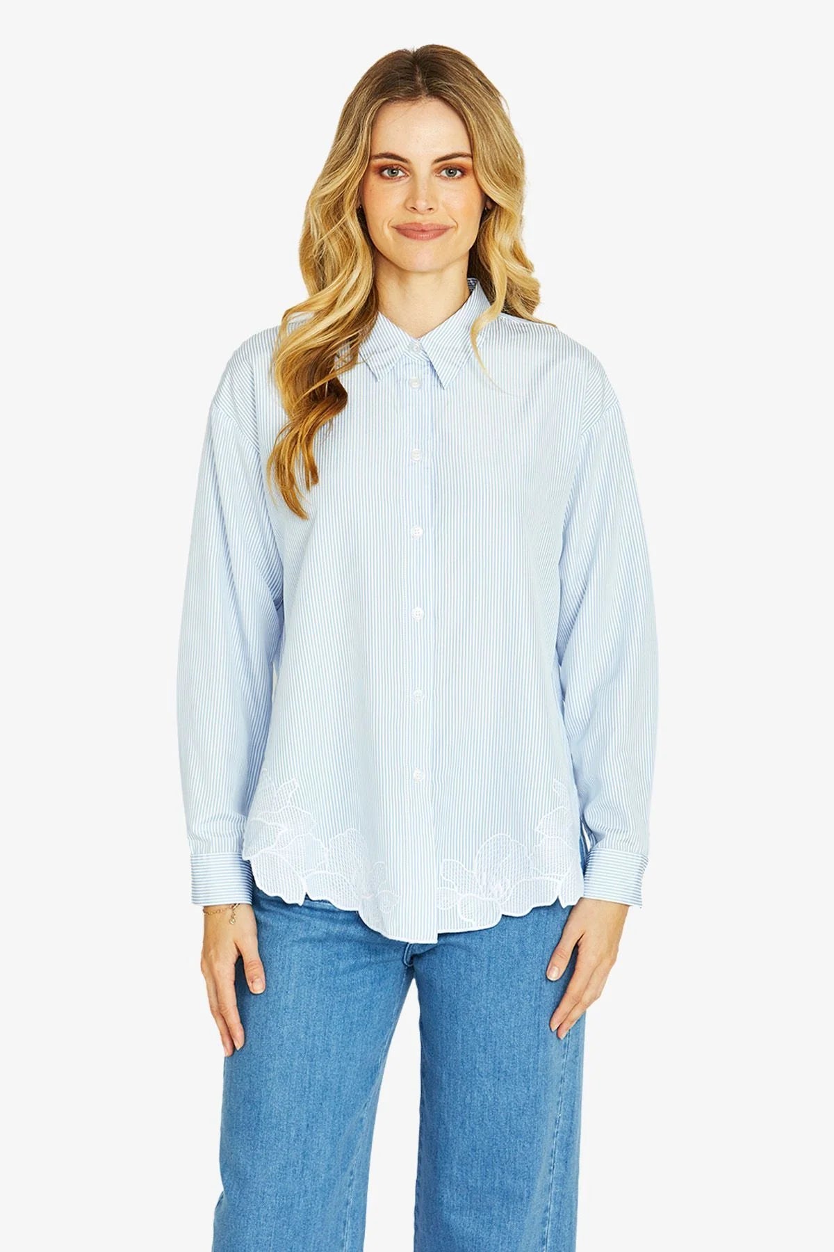 Elena Embroid Hem Shirt