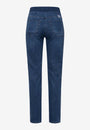Back view pull up jean denim