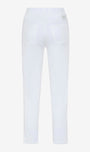 White slim fit jeans shown from the back on a light gray background.