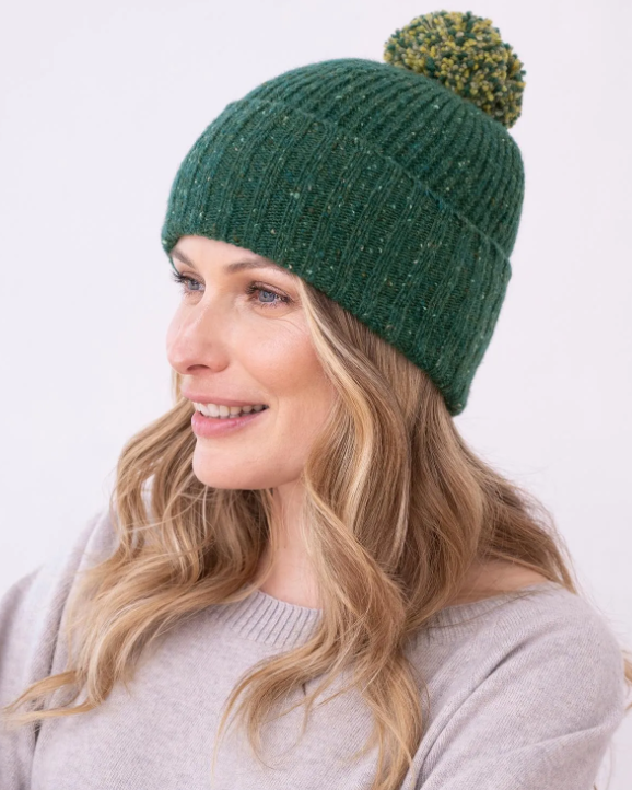 Olive Beanie with pom pom