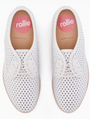 A pair of white flats with a smooth leather upper.