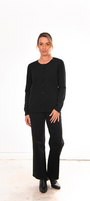 Kate Crew Neck Cardigan by Bridge & Lord in Black - front view