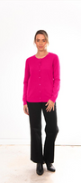 Kate Crew Neck Cardigan by Bridge & Lord in Chateau Rose - front view