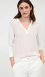 Back view woff white V Neck Top
