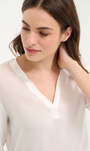 Front view woff white V Neck Top