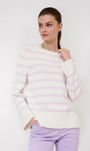 Front view mauve stripped jumper