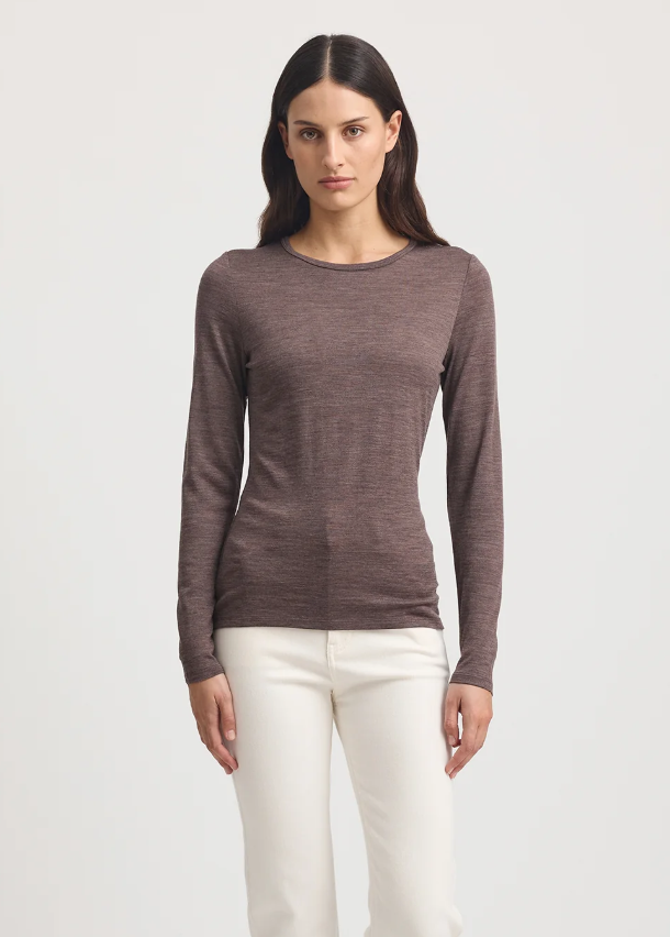 Mocha crew merino Tee Front image