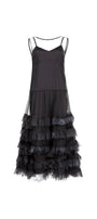 Black tiered dress on a white background