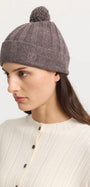 "Toorallie Pom Pom Fine Rib Merino Wool Beanie in Mocha"