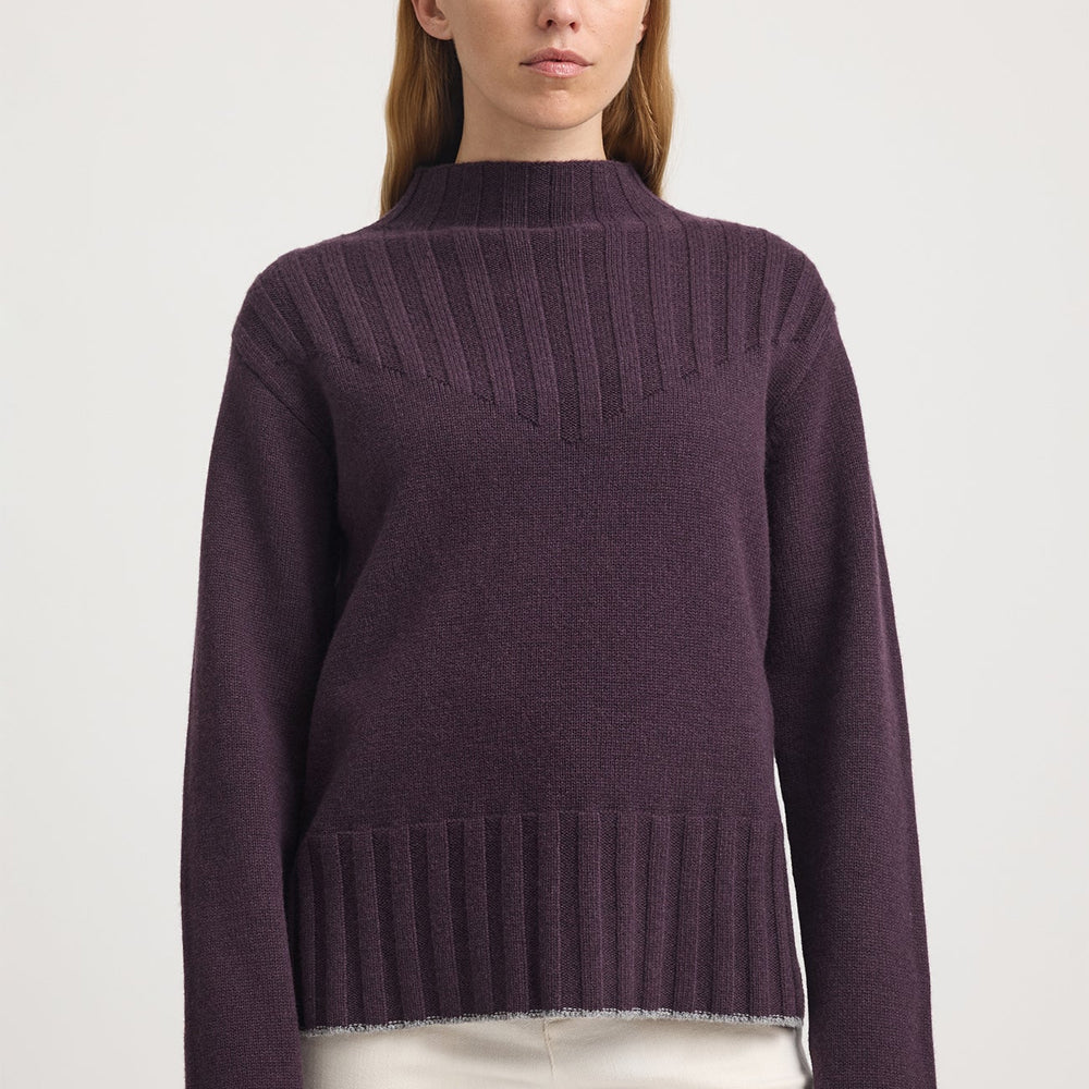 "Toorallie Wide Rib Mock Neck Jumper in Sumak — 100% Australian Merino lambswool"