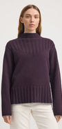 "Toorallie Wide Rib Mock Neck Jumper in Sumak — 100% Australian Merino lambswool"