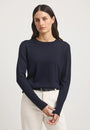 "Toorallie Fine Merino Crew Jumper in French Navy — lightweight super fine merino wool"