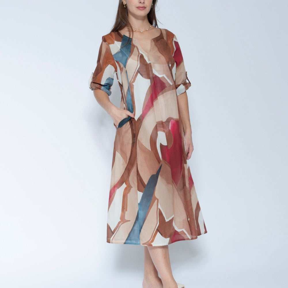 Voile Print Dress by Blueberry in Print - front view