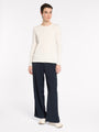 "Marco Polo Essential Rib Top in Ivory — stretch ribbed cotton knit"