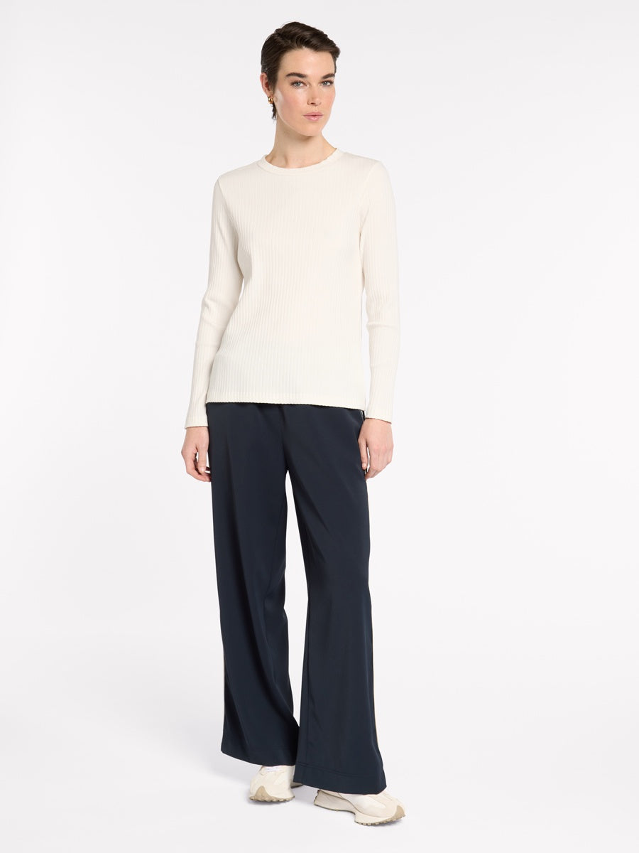 "Marco Polo Essential Rib Top in Ivory — stretch ribbed cotton knit"