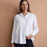 "Goondiwindi Cotton Bloom Oversized Basic Shirt in White — 100% polished cotton"
