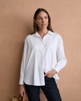 "Goondiwindi Cotton Bloom Oversized Basic Shirt in White — 100% polished cotton"