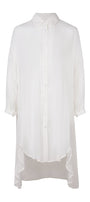 White shirt with sheer overlay on a white background