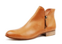 "Django & Juliette Faye DJ Boot in DK Tan — leather twin zip low heel boot"