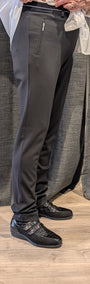 Side view black pants and black shoes 