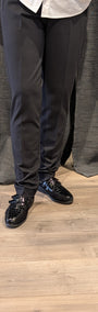 Front View black dress pants and black shoes.