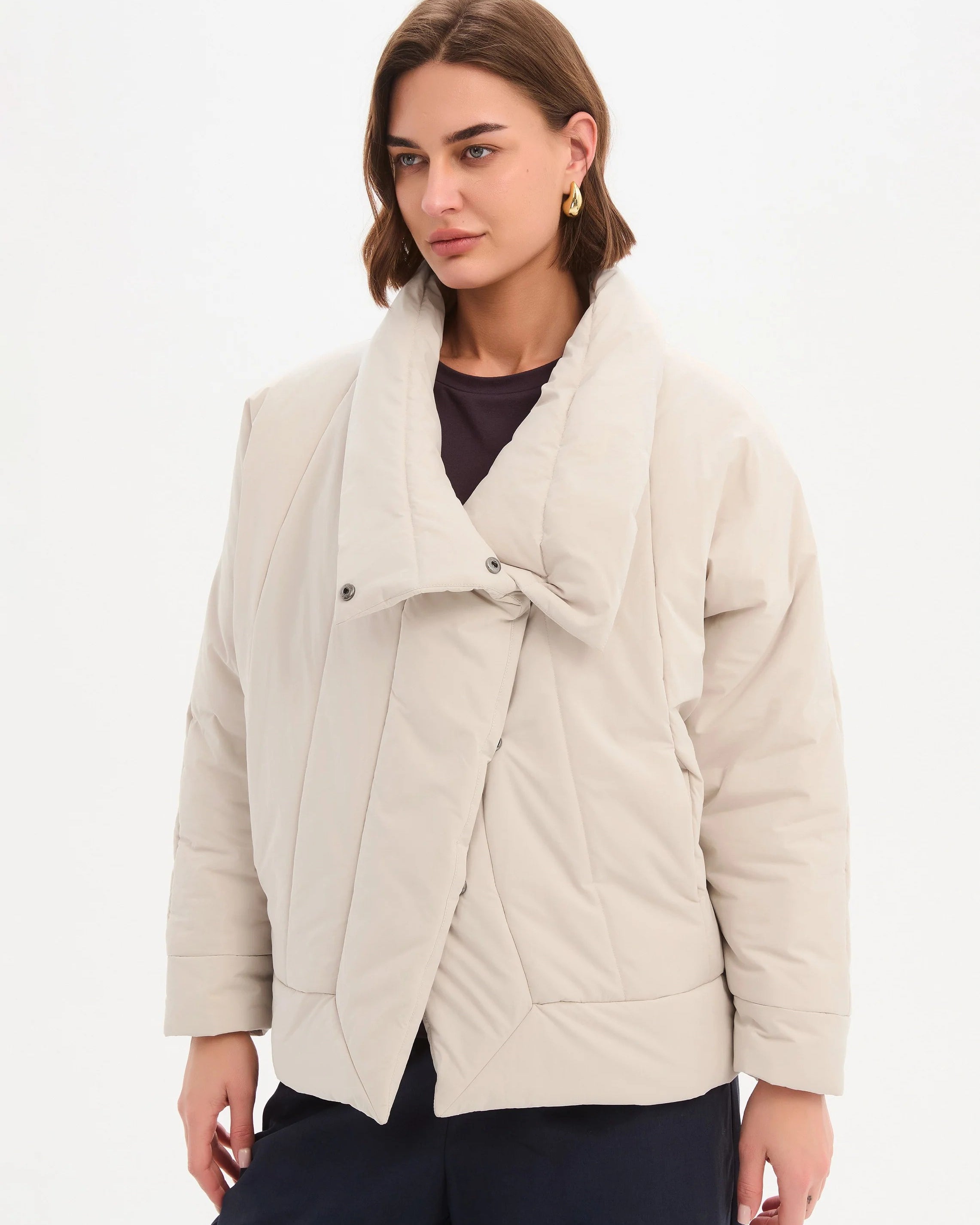 Wrap Front Puffer Jacket