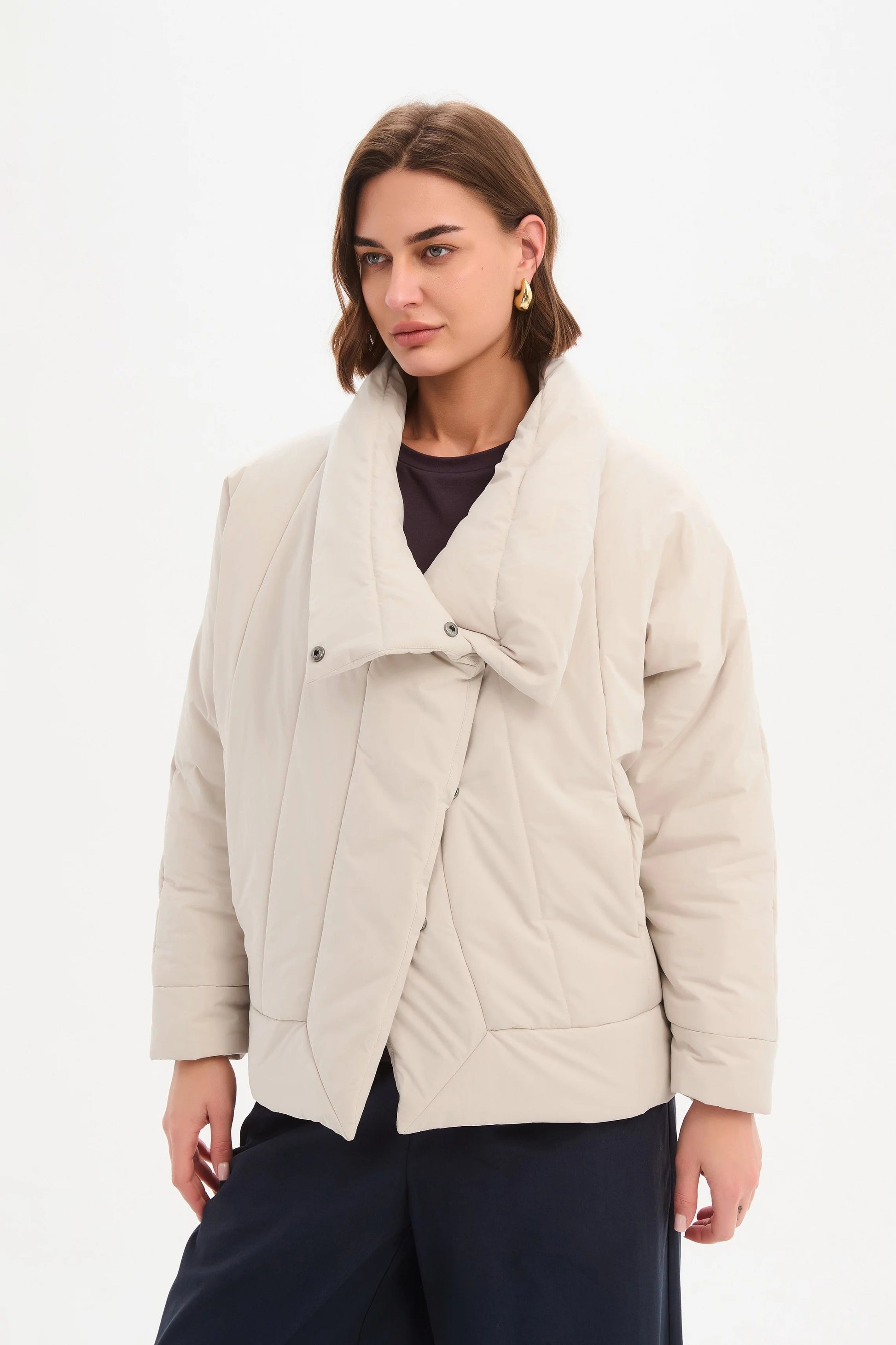 Wrap Front Puffer Jacket