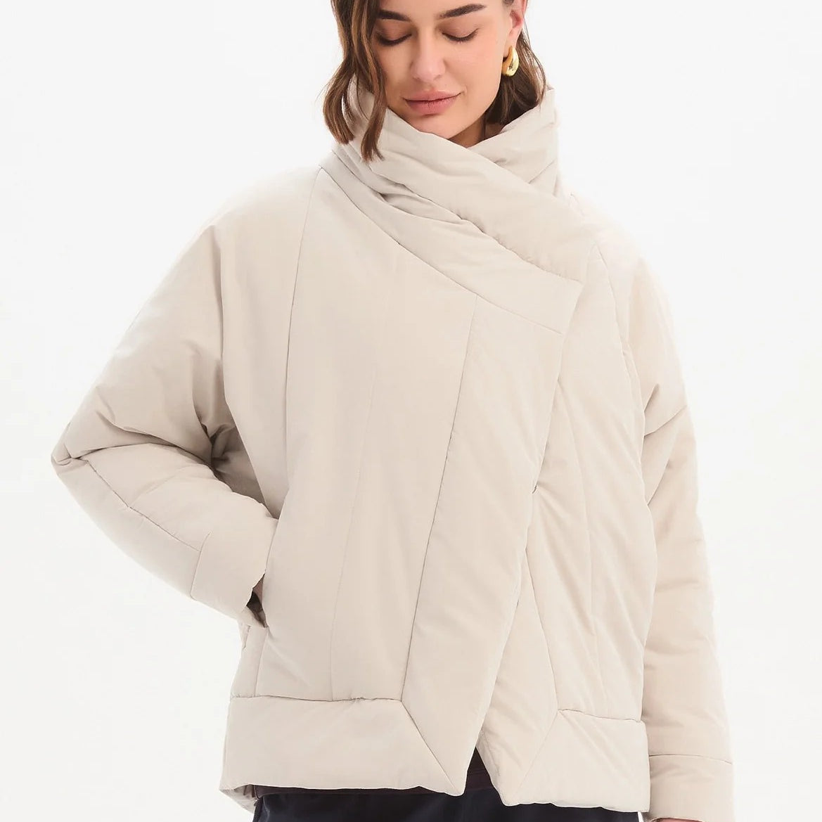 Wrap Front Puffer Jacket