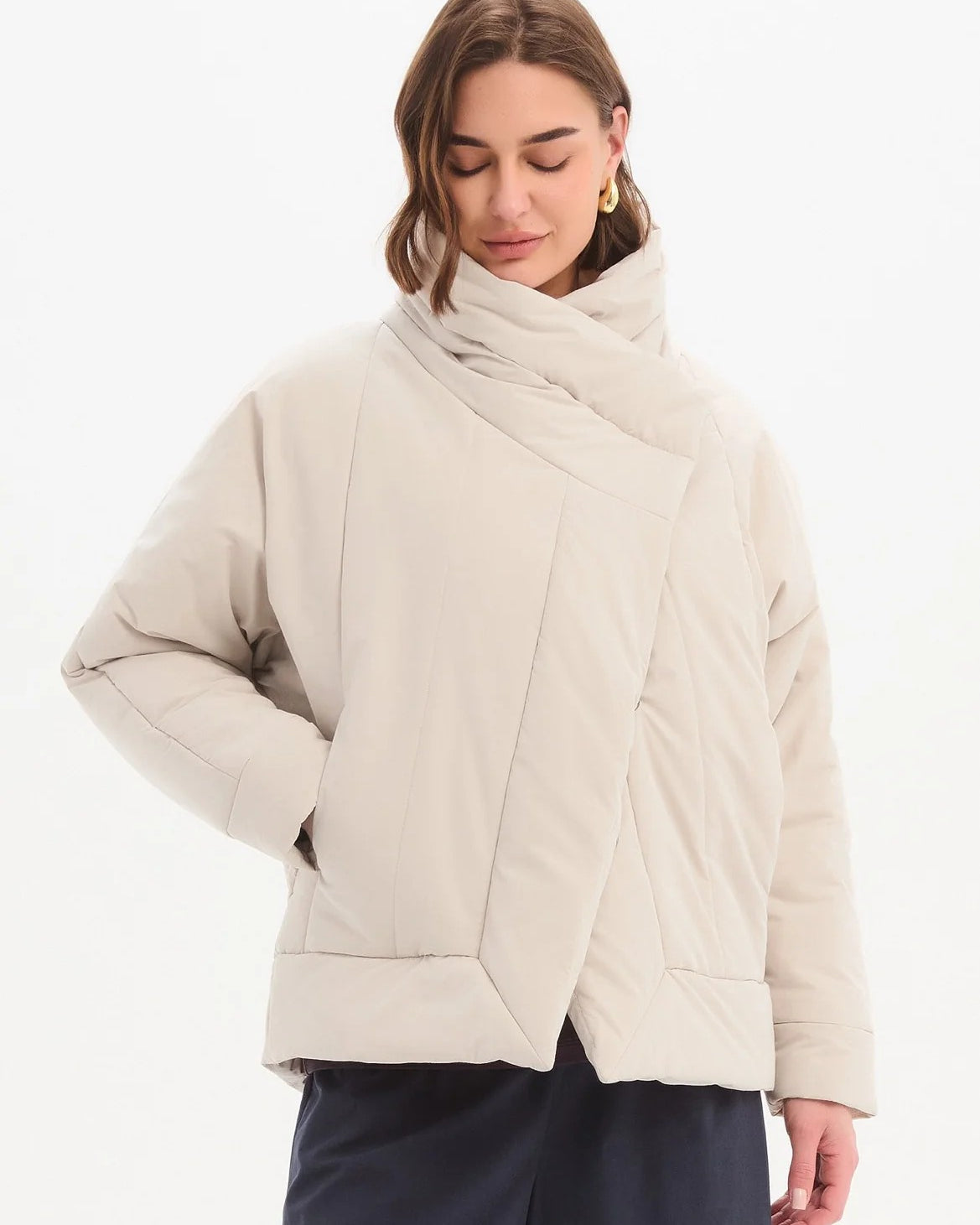 Wrap Front Puffer Jacket