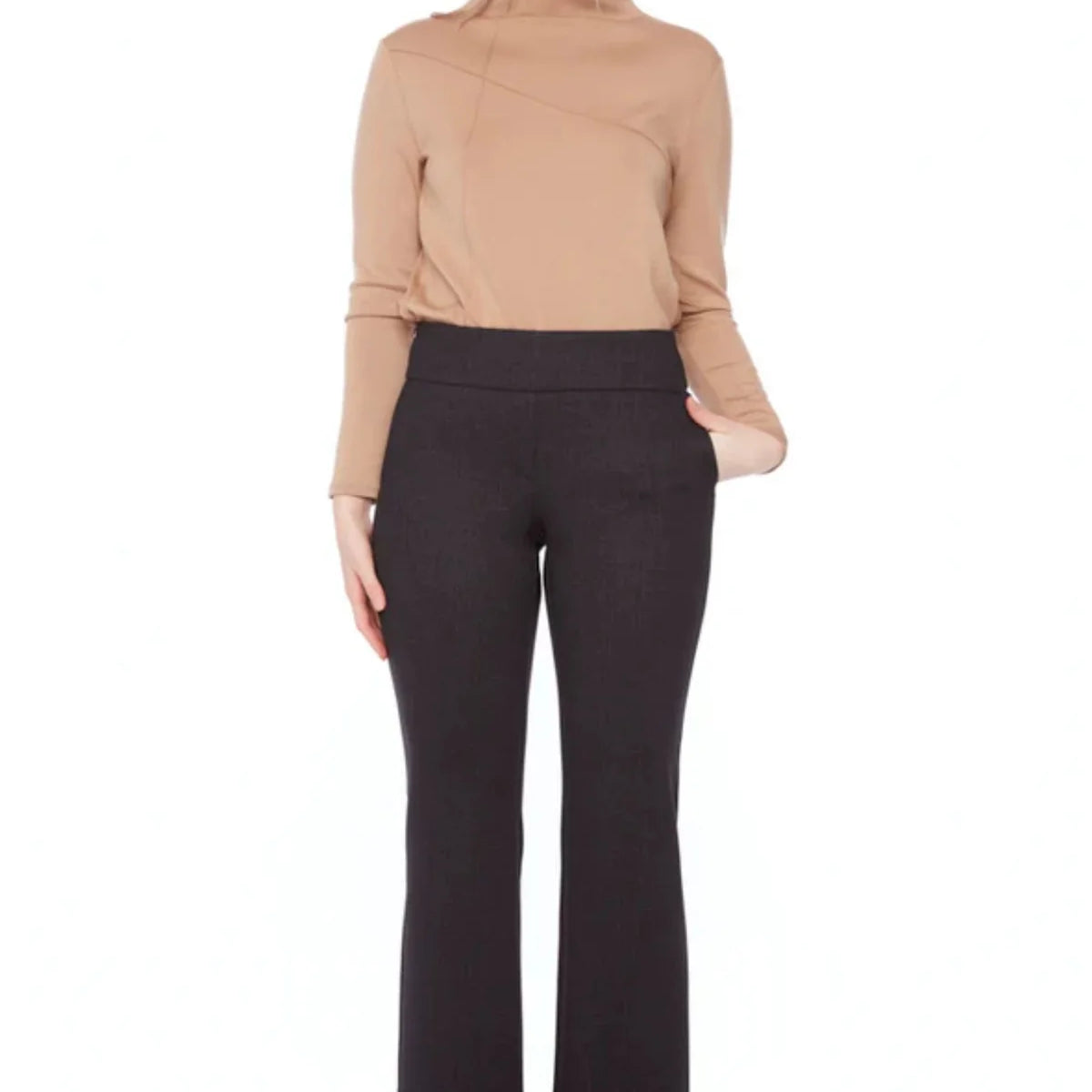"UP! Hove Ponte Wide Leg Cropped Pant in Hove Black — wide leg with tummy control"