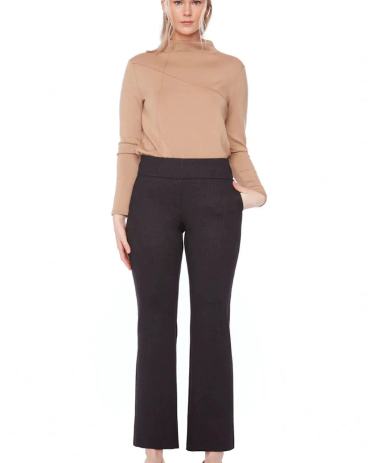 "UP! Hove Ponte Wide Leg Cropped Pant in Hove Black — wide leg with tummy control"