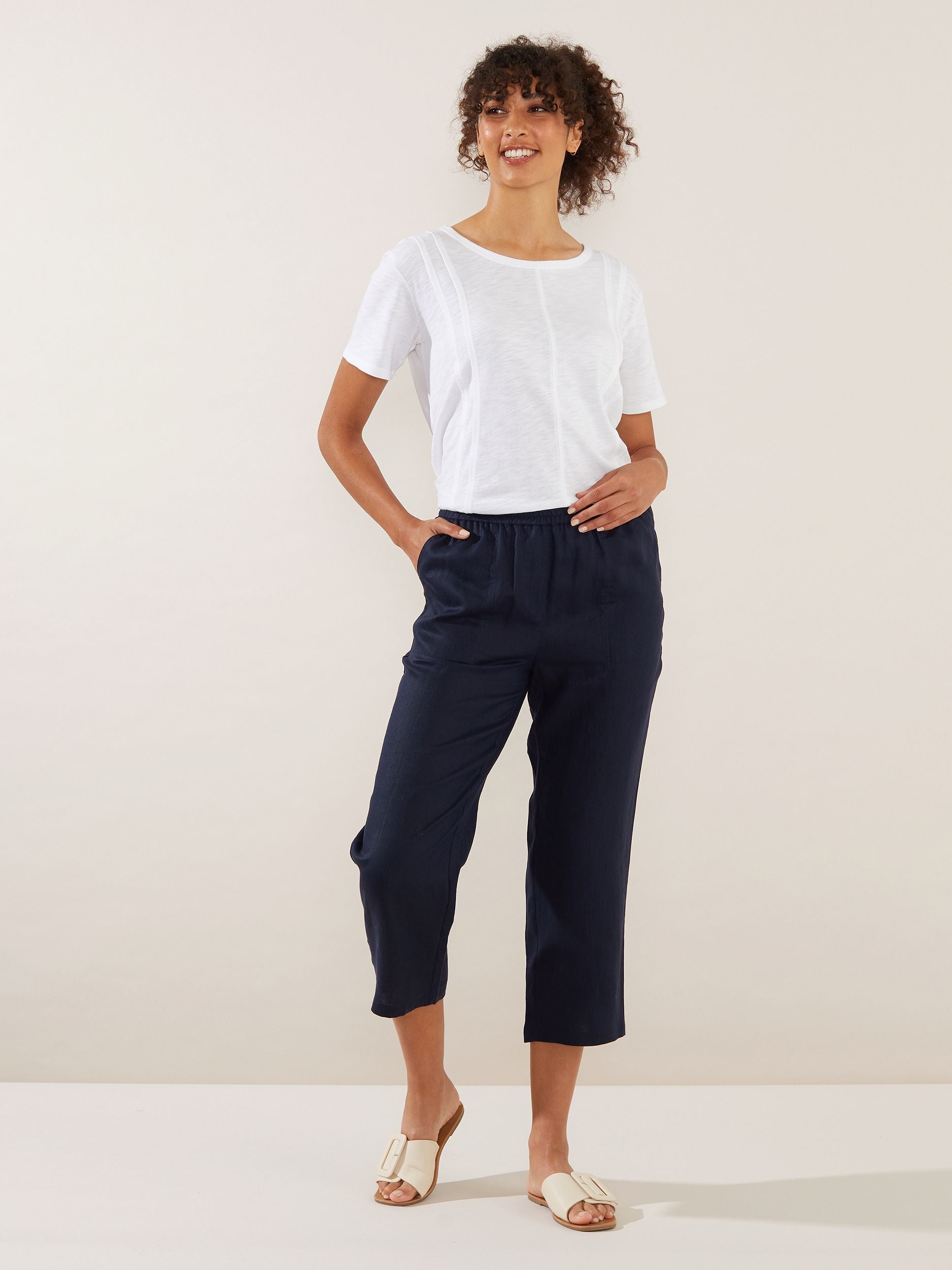 Washer Linen  Crop Pant