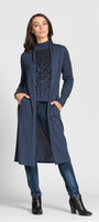 Lace Sleeve Duster by Optimum in Dark Teal - front view" 